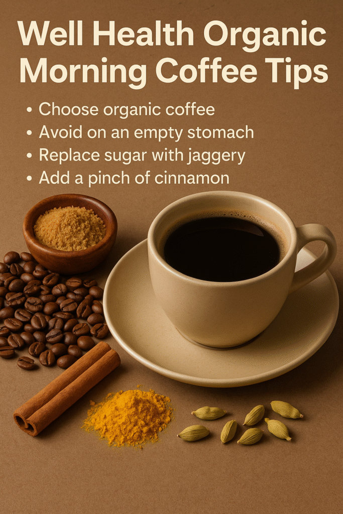 well health organic morning coffee tips