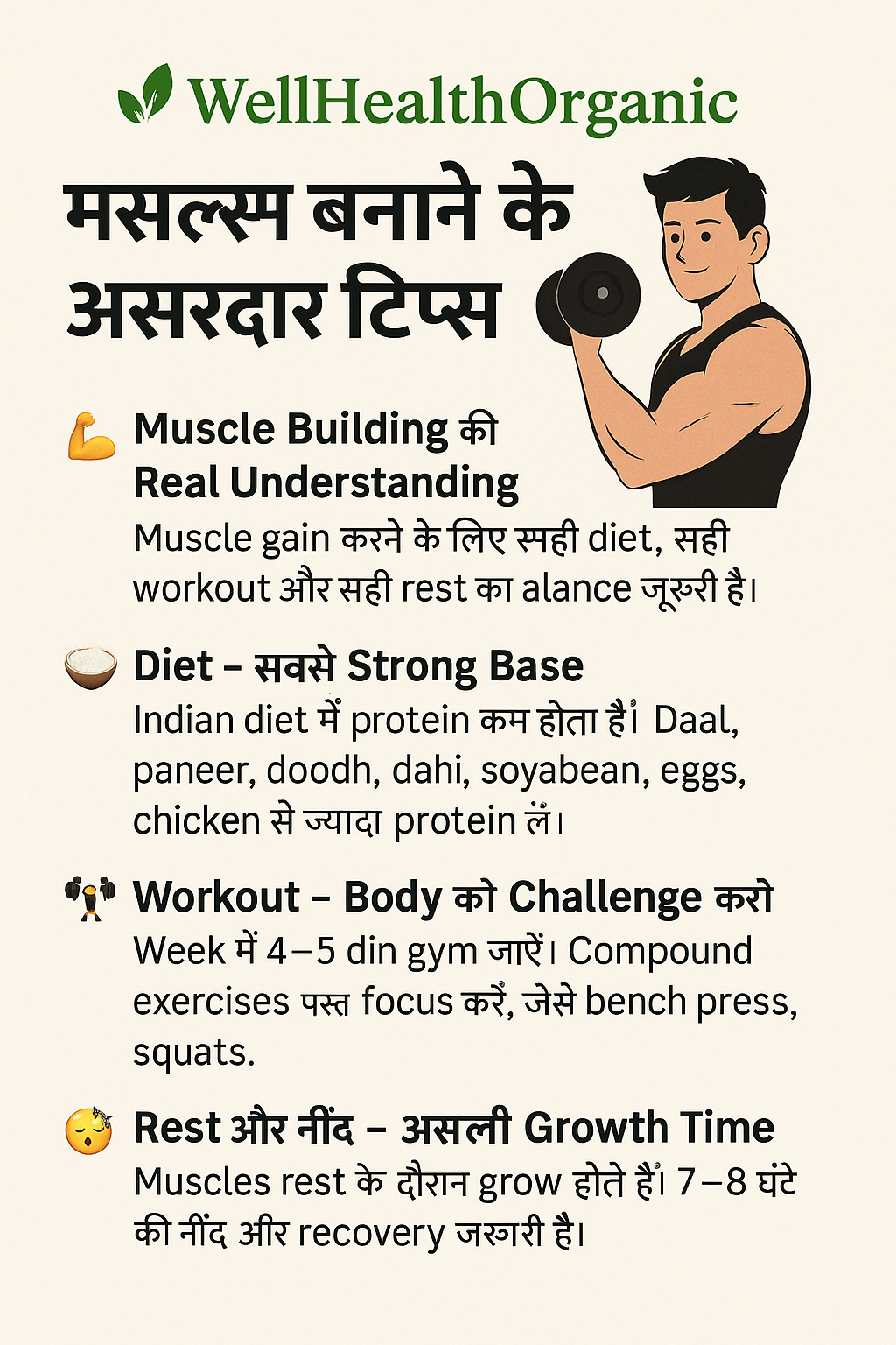WellHealthOrganic How to Build Muscle Tips in Hindi